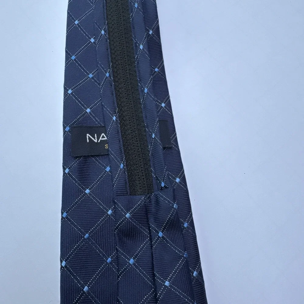 NAUTICA Boys Zipper Necktie Blue 100% Silk Preppy Family Photos Wedding